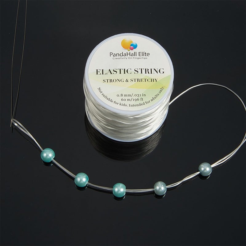 PH PandaHall 60 Yards Clear Elastic String Cord, 0.8mm Polyester Stretch Thread Elastic Bracelet Rope Crystal Beading Cord for Party Decor Jewelry Bracelet Making - Image 5